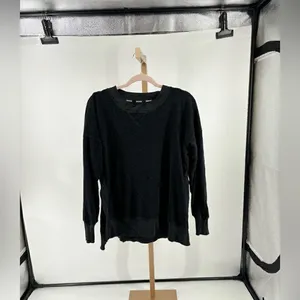 Aerie Chilled Out Brushed Fleece Sweatshirt Side Splits Small Black thumbnail 11