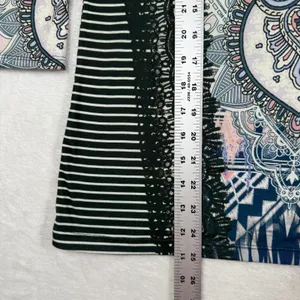 Zenergy by Chico's Womens Paisley Striped Lace Trim‎ 3/4 Sleeve Top Size 0 S thumbnail 4