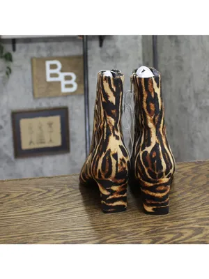 NWT A New Day Womens Tigris Boots Block Heel 94568630 Tiger Print Brown 9M thumbnail 5
