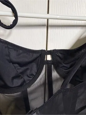 Kat the label Black Mesh Longline Underwire Bralette size small thumbnail 6