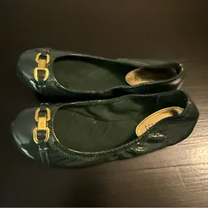Lauren Ralph Lauren Dark Green Flats with‎ Gold Buckle size 6 thumbnail 3