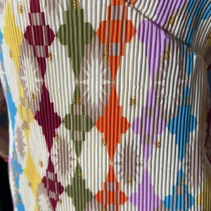 Women’s Colorful Ruched V-Neck Geometric Patterned Maxi Dress Size S NEW thumbnail 3