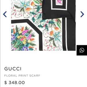 NWT Gucci Silk Scarf with Floral Print thumbnail 2