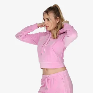 Juicy Couture OG Big Bling Crystal Logo Hoodie Jacket Pink Sz Small thumbnail 5