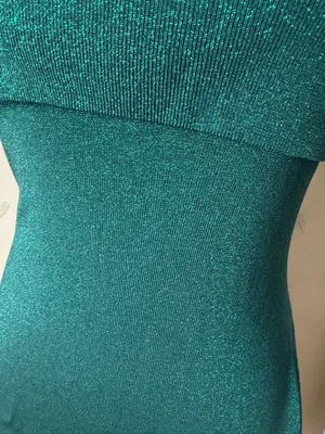 Anthropologie Endless Rose Lurex Knit Off Shoulder Sparkly Green Dress Size Smal thumbnail 3