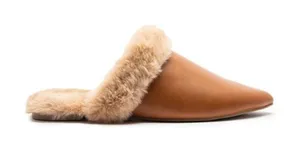 Qupid 1. Camel‎ Brown Fur-Lined Mule thumbnail 1