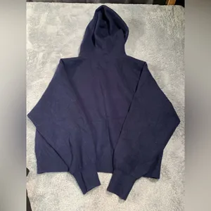 Maeve Anthropologie knit Navy Blue hooded sweater thumbnail 9