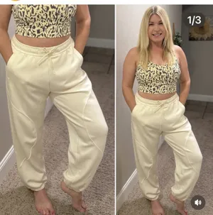 ZYIA Relaxation Sweatpants Buttercup Yellow Pocket Joggers size Medium cozy thumbnail 2