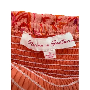 Meet Me In Santorini Pink Floral Smocked Ric-Rac Tiered Mini Dress S Resort thumbnail 4
