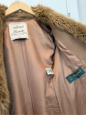 Wilfred Faux-Fur Long Wrap Coat Wool XS - Camel thumbnail 3