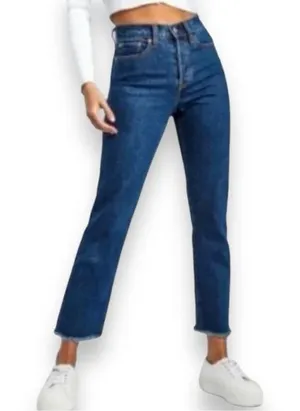 LEVI'S Women's Wedgie Straight Button Fly Jeans With Raw Hem Size 27 | EUC thumbnail 1