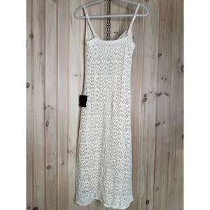 NWT Lulus Sunset Vibes Light Beige Crochet Sleeveless Midi Dress Classy Size XS thumbnail 6