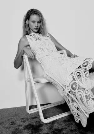 ZARA NWT White CROCHET ASYMMETRIC DRESS. Size small thumbnail 6