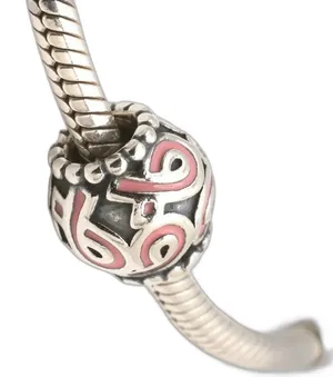 Authentic Style Pandora Sterling Silver Pink Ribbon Awareness Bead Charm thumbnail 1