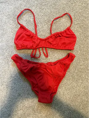 PacSun Swim Red/Orange Scrunch Bikini Set thumbnail 1