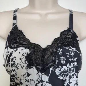 VTG y2k Express Women 100% SILK Cami Top Small Black‎ Floral Lace Whimsigoth thumbnail 2