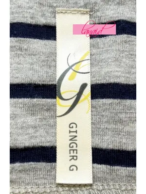Ginger G Heathered Gray Navy Striped Fit & Flare Skater Asymmetrical A-Line Mini thumbnail 8
