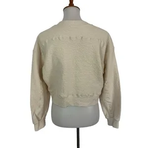 Keiki Kona Sweater Small Cream Cropped Textured Cozy Minimalist thumbnail 3