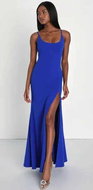 Lulus Modern Sensation Royal Blue Scoop Neck Mermaid Maxi Dress thumbnail 1