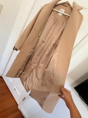 Abercrombie The A&F Dad Coat Camel Wool Blend Long Overcoat Quiet Luxury Size S thumbnail 5