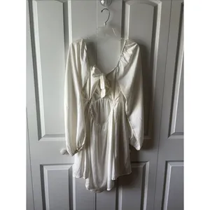 Altar'd State Cream Satin Tie-Front Babydoll Dress Size XL thumbnail 3