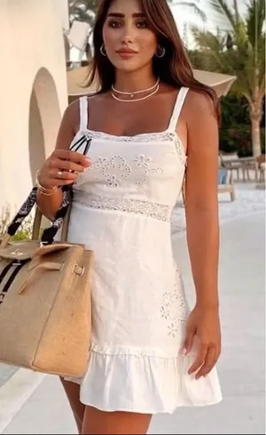 ZARA Women Sz S Embroidered Dress 0881/130 White thumbnail 1