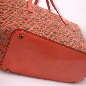 Kate Spade Coral Woven Tote Bag – Large Summer Shoulder Bag thumbnail 3