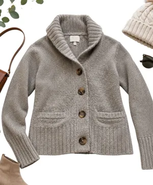 Aerie Wool Blend Shawl Collar Button Front Cardigan Gray Sweater Small in GUC thumbnail 1