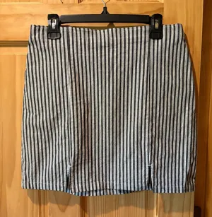 Hollister Ultra High Rise Striped Mini Skirt with Front Slits thumbnail 1