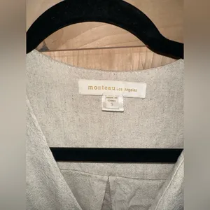 Monteau Cream Button-Front Linen Midi Dress thumbnail 3