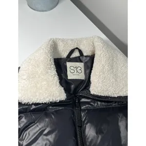 S13 New York Black Puffer Jacket Sherpa Collar Quilted Down Fill Women's XS‎ thumbnail 9