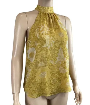 Cupcakes & Cashmere Yellow Floral Halter Top Size‎ XS XSmall Gold Yellow thumbnail 6