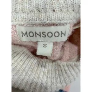 Monsoon Abstract Landscape Pastel Mock Neck Pullover‎ Sweater Pink Blue Small thumbnail 3