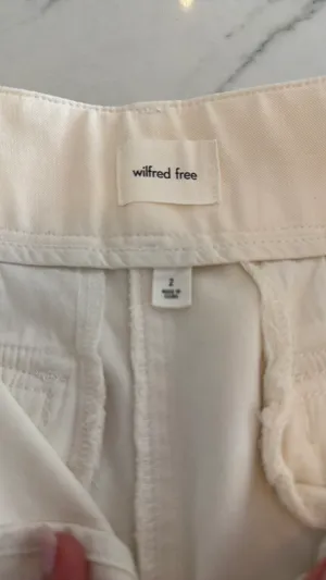 Aritzia Wilfred ivory wide leg cargo pants thumbnail 3