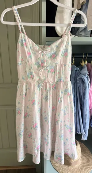 Altar’d State Pink Floral Tie-Front Dress thumbnail 1