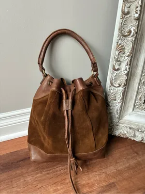 Anabaglish suede leather bucket bag with dreamcatcher charm thumbnail 2