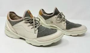 ECCO Biom Street Lace Gravel Wild Dove Gray and Cream Leather Sneaker Size 6.5 thumbnail 1