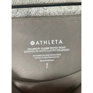 Athleta Delancey Gleam Moto Tight Leggings Taupe S Shiny Biker Athleisure New thumbnail 5