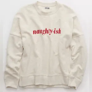 AERIE Naughty-ish Long Sleeve Pullover Crewneck Novelty Sweatshirt Size M thumbnail 13