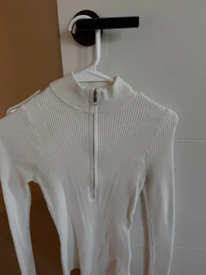 Cream Ribbed Abercrombie Zip Bodysuit thumbnail 2