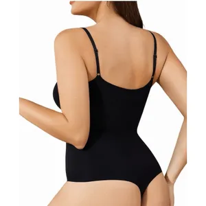 Womens Seamless Shapewear Bodysuit with Adjustable Straps Thong Black M/ L New thumbnail 3