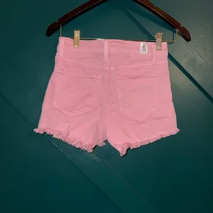 Altar'd State Pastel Pink Frayed Hem Denim Shorts thumbnail 2