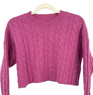 Madewell (Re)sourced Cashmere Cableknit Cropped Sweater Light Petunia Size Small thumbnail 1
