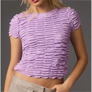 Anthropologie Lilac Sheer Ruched Crop Preppy Boho Resort Fairy Ballet Top S thumbnail 1