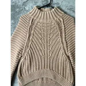 Free People Sweatheart Sweater Size XS Chunky Cable Knit Boho Soft Girl XS Brown thumbnail 2