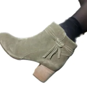 Violet & Red Jenna Leather Ankle Booties Suede Heeled Boots Size 9.5 Women's thumbnail 1