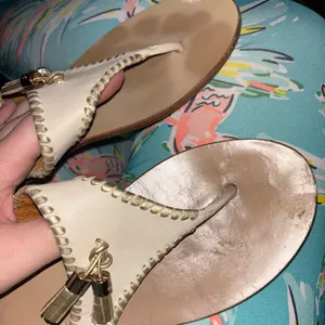 Jack Rogers Alana Sandal in Bone and Gold 9 thumbnail 3