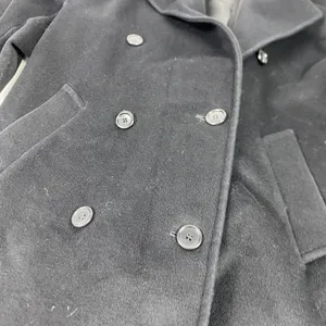 Vintage Calvin Klein Coat Womens 10 Black Wool Pea Coat Double Breasted Lined‎ thumbnail 2