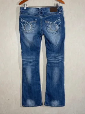 Big Star Women’s Liv Bootcut Jeans Low Rise Embroidered Stitch in Medium Wash 30 thumbnail 4