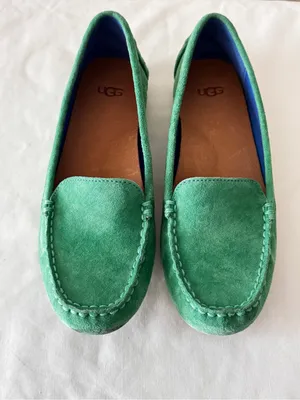 UGG Bright Green Suede Slip-On Loafers thumbnail 16